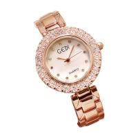 Women Wrist Watch, Zinc Alloy, with Organic Glass & Rhinestone, Chinese movement, zinc alloy watch band clasp, rose gold color plated, Life water resistant & for woman & with rhinestone 210mm 