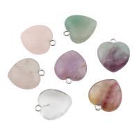 Mixed Gemstone Pendants, Rose Quartz, with Purple Fluorite & Clear Quartz, Heart 