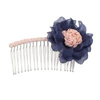 Decorative Hair Combs, Iron, Flower, silver color plated, for woman, 94*60*18mm 