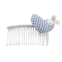 Decorative Hair Combs, Iron, Heart, silver color plated, gingham & for woman, 95*55*18mm 