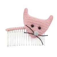 Decorative Hair Combs, Iron, silver color plated, for woman, pink, 100*80*20mm 