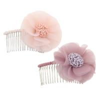 Decorative Hair Combs, Iron, Flower, silver color plated, for woman 95*70*20mm 