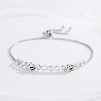 Sterling Silver Bracelets, 925 Sterling Silver, sterling silver clasp, Bee, platinum plated, for woman 6.5mm*52.8mm Approx 10 Inch 
