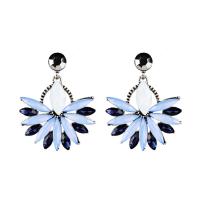 Zinc Alloy Drop Earring, with Crystal, silver color plated, for woman 