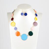 Resin Jewelry Sets, Zinc Alloy, earring & necklace, with Resin, gold color plated, oval chain & for woman 32mm,15mm 