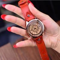Women Wrist Watch, Faux Leather, with Organic Glass & Rhinestone & Zinc Alloy, Chinese movement, zinc alloy pin buckle, plated, Life water resistant & for woman & with rhinestone 220mm 