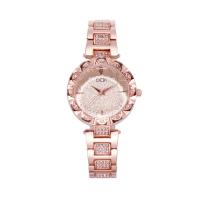 Women Wrist Watch, Zinc Alloy, with Rhinestone & Zinc Alloy, Chinese movement, zinc alloy watch band clasp, plated, Life water resistant & for woman 230mm 