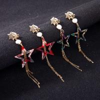 Plastic Pearl Zinc Alloy Earring, with Plastic Pearl & Acrylic & for woman & with rhinestone 105mm 