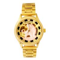 Men Wrist Watch, Zinc Alloy, with PU Leather & Organic Glass & Rhinestone, Chinese movement, zinc alloy watch band clasp, gold color plated, Life water resistant & for man & with rhinestone 42mm 