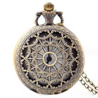 Pocket Watch, Zinc Alloy, with Plastic, Chinese movement, antique brass color plated, for woman & hollow, 45mm Approx 19 Inch 