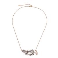 Rhinestone Zinc Alloy Necklace, with 3.9inch extender chain, Leaf, plated, for woman & with rhinestone, gold Approx 16.5 Inch 