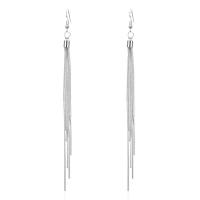 Fashion Fringe Earrings, Zinc Alloy, Tassel, silver color plated, for woman, 146mm 