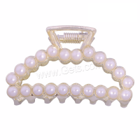 Hair Claw Clips, Zinc Alloy, plated, imitation pearl & for woman 