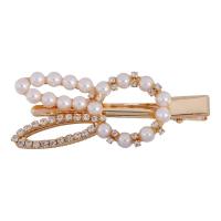 Alligator Hair Clip, Zinc Alloy, plated, imitation pearl & for woman & with rhinestone 