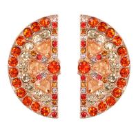 Zinc Alloy Rhinestone Drop Earring, zinc alloy post pin, plated, for woman & with rhinestone, orange 