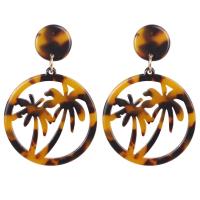 Resin Zinc Alloy Earring, with Zinc Alloy, zinc alloy post pin, Palm Tree, plated, for woman 