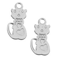 Stainless Steel Animal Pendants, Cat, silver color Approx 1.5mm 