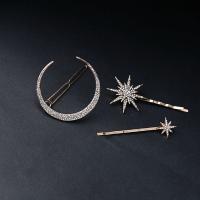 Hair Slide, Zinc Alloy, gold color plated, micro pave rhinestone & for woman 45mm 