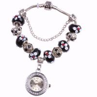 Zinc Alloy European Bracelets, silver color plated & for woman & with rhinestone, 190mm Approx 7.8 Inch 