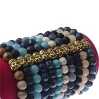 Gemstone Bracelets, with Zinc Alloy, Round & Buddhist jewelry & Unisex, 8MM Approx 7 Inch 