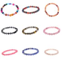 Gemstone Bracelets, Mixed Agate, with Natural Stone, Round & Unisex, 8mm .5 Inch 