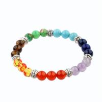 Agate Bracelets, Mixed Agate, with Zinc Alloy, Round & Unisex, 8MM 