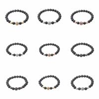 Gemstone Bracelets, with Zinc Alloy, Round, Unisex & micro pave cubic zirconia 10mm/8mm .5 Inch 