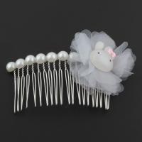 Decorative Hair Combs, Iron, silver color plated 90*60*12mm 