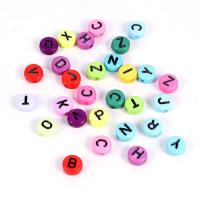 Acryl Alphabet Perlen, verschiedene Stile für Wahl, 7mm, 100PCs/Tasche, verkauft von Tasche