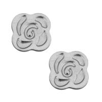 Stainless Steel Jewelry Cabochon, Flower, silver color 