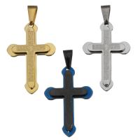 Colgantes de Cruces de acero inoxidable, chapado, más colores para la opción, 25.5x39x3.5mm, agujero:aproximado 4x8mm, Vendido por UD