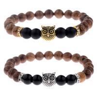Wood Bracelet, with Zinc Alloy, Owl & for man 8mm .5 Inch 