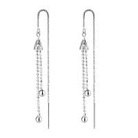 Brass Thread Through Earrings, platinum plated, for woman 4mm, 13mm 