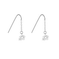 Cubic Zircon Brass Earring, Hexagram, platinum plated, for woman & with cubic zirconia & hollow, 8mm, 24mm 