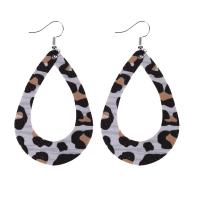 Fashion Create Jewelry Earring, PU Leather, with Zinc Alloy, zinc alloy earring hook, printing & for woman & leopard pattern 