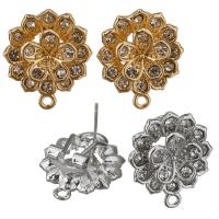 Zinc Alloy Ear Stud Component, Flower, plated, with loop & micro pave cubic zirconia & hollow Approx 1.5mm 