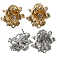 Zinc Alloy Ear Stud Component, Flower, plated, with loop & micro pave cubic zirconia & hollow Approx 2mm 