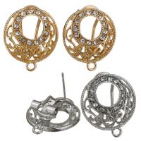 Zinc Alloy Ear Stud Component, Flower, plated, with loop & micro pave cubic zirconia & hollow Approx 2mm 