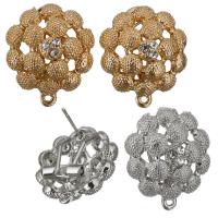 Zinc Alloy Ear Stud Component, plated, with loop & micro pave cubic zirconia & hollow Approx 1mm 