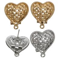 Zinc Alloy Ear Stud Component, Heart, plated, with loop & micro pave cubic zirconia Approx 1.5mm 