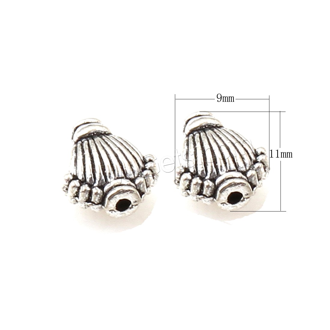Zinc Alloy Jewelry Beads, Shell, plated, more colors for choice, nickel, lead & cadmium free, 9x11x5mm, Approx 500PCs/Bag, Sold By Bag