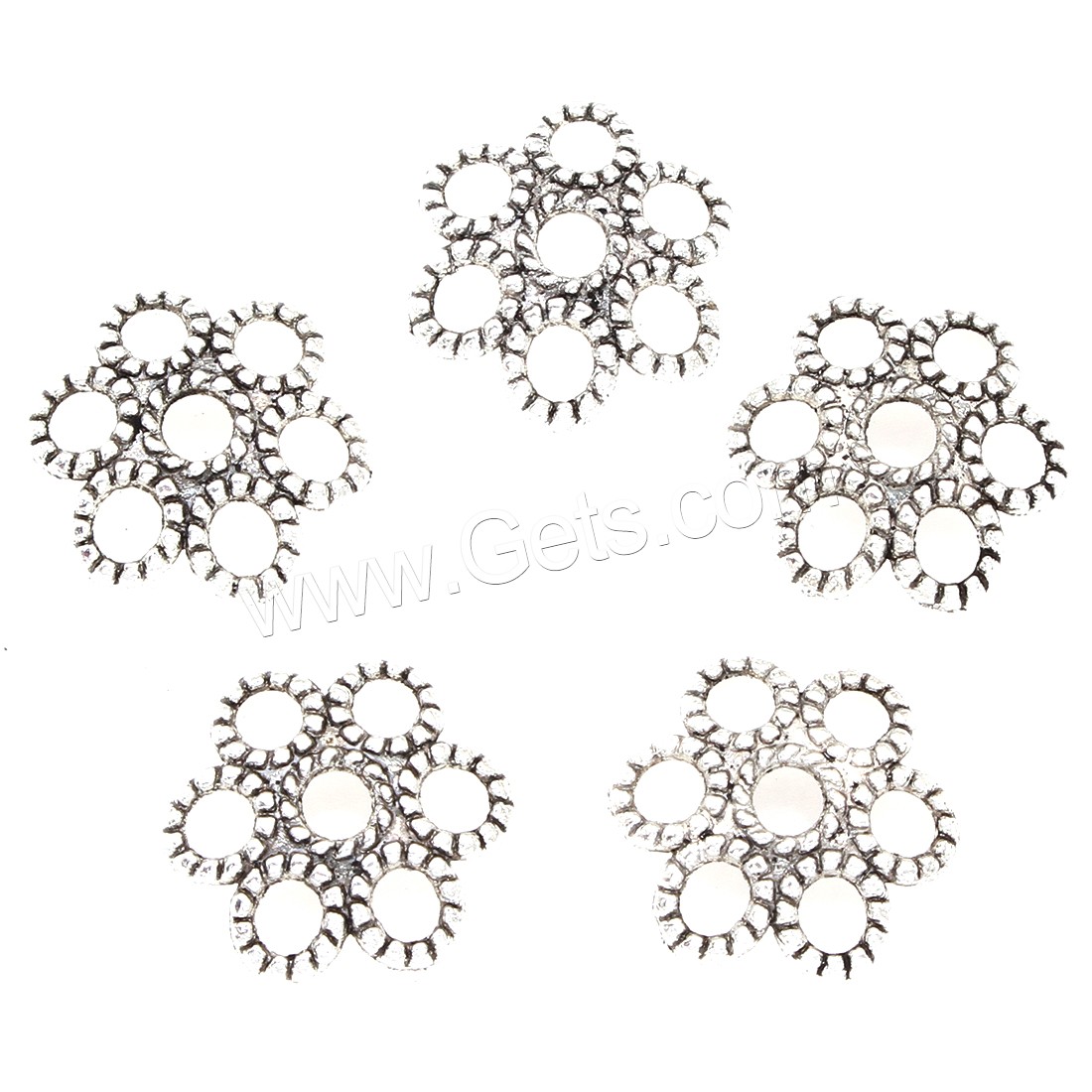 Zinc Alloy Bead Caps, Flower, plated, silver color, 14*3mm, 1000PCs/Bag, Sold By Bag