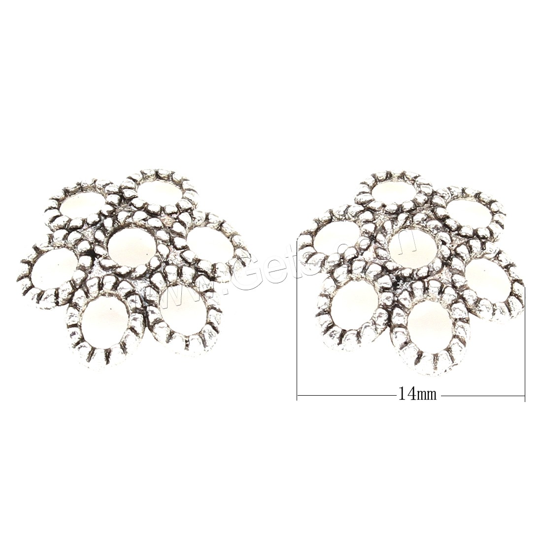 Zinc Alloy Bead Caps, Flower, plated, silver color, 14*3mm, 1000PCs/Bag, Sold By Bag