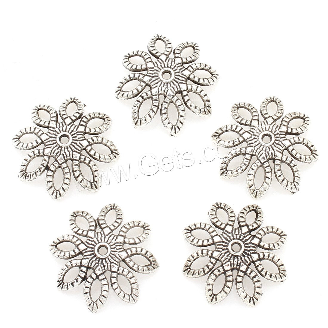 Zinc Alloy Bead Caps, Flower, plated, silver color, 20*6mm, Approx 333PCs/Bag, Sold By Bag