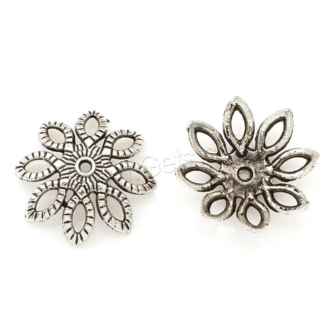 Zinc Alloy Bead Caps, Flower, plated, silver color, 20*6mm, Approx 333PCs/Bag, Sold By Bag