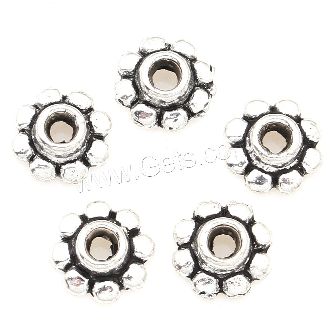 Zinc Alloy Jewelry Beads, Flower, plated, silver color, 8*3mm, 1000PCs/Bag, Sold By Bag