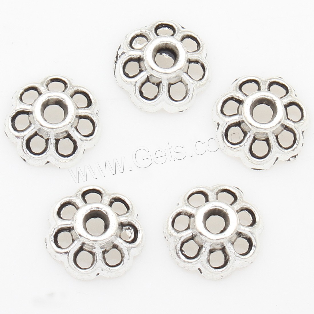 Zinc Alloy Bead Caps, Flower, plated, silver color, 13*4mm, 750PCs/Bag, Sold By Bag