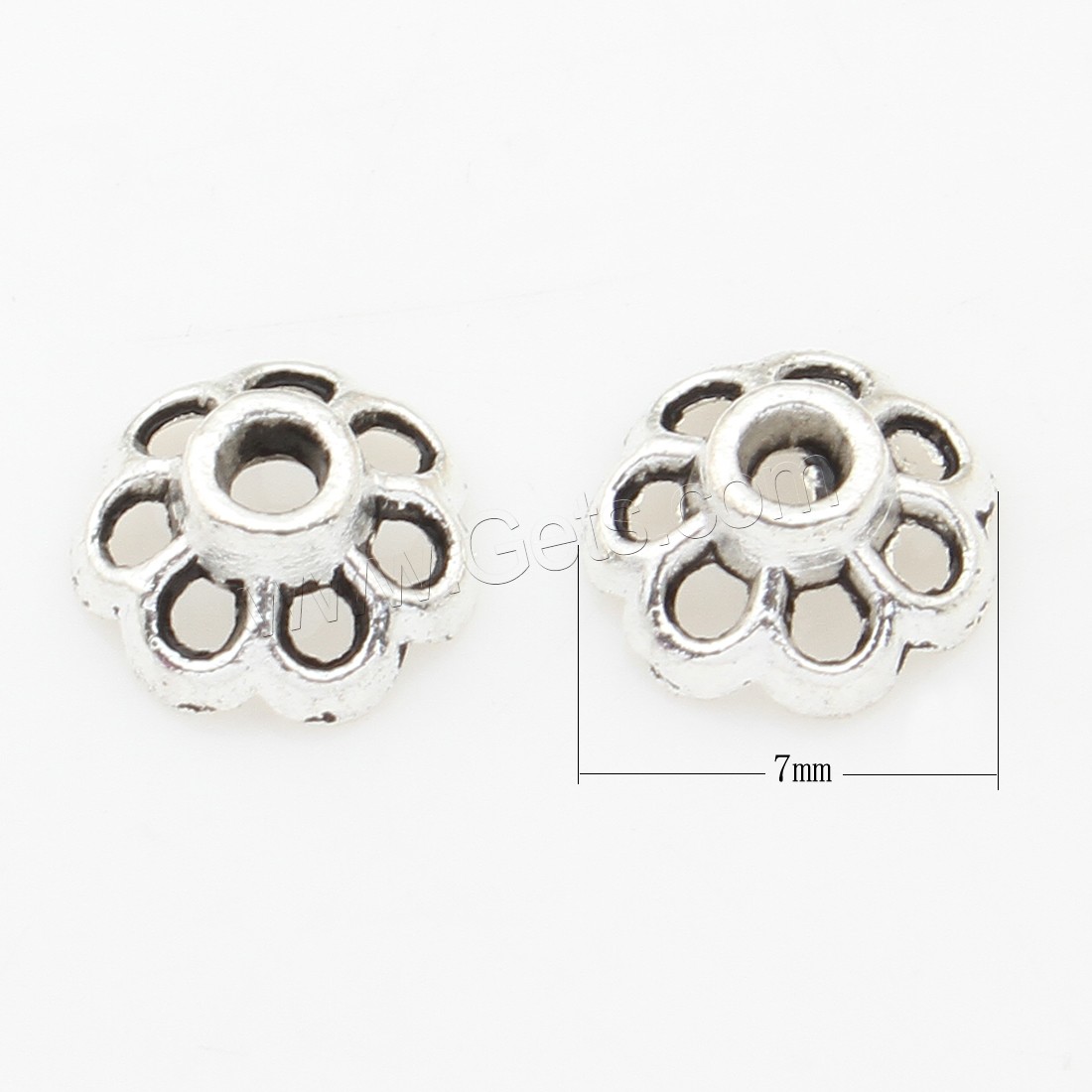 Zinc Alloy Bead Caps, Flower, plated, silver color, 13*4mm, 750PCs/Bag, Sold By Bag