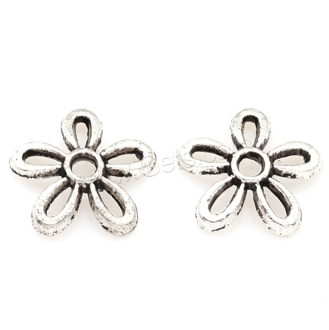 Zinc Alloy Bead Caps, Flower, plated, silver color, 12*2mm, 1000PCs/Bag, Sold By Bag