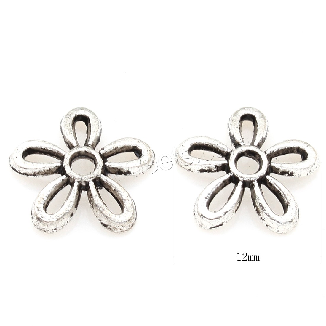 Zinc Alloy Bead Caps, Flower, plated, silver color, 12*2mm, 1000PCs/Bag, Sold By Bag